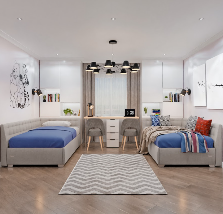 Angely Twin Gray - European Corner Bed