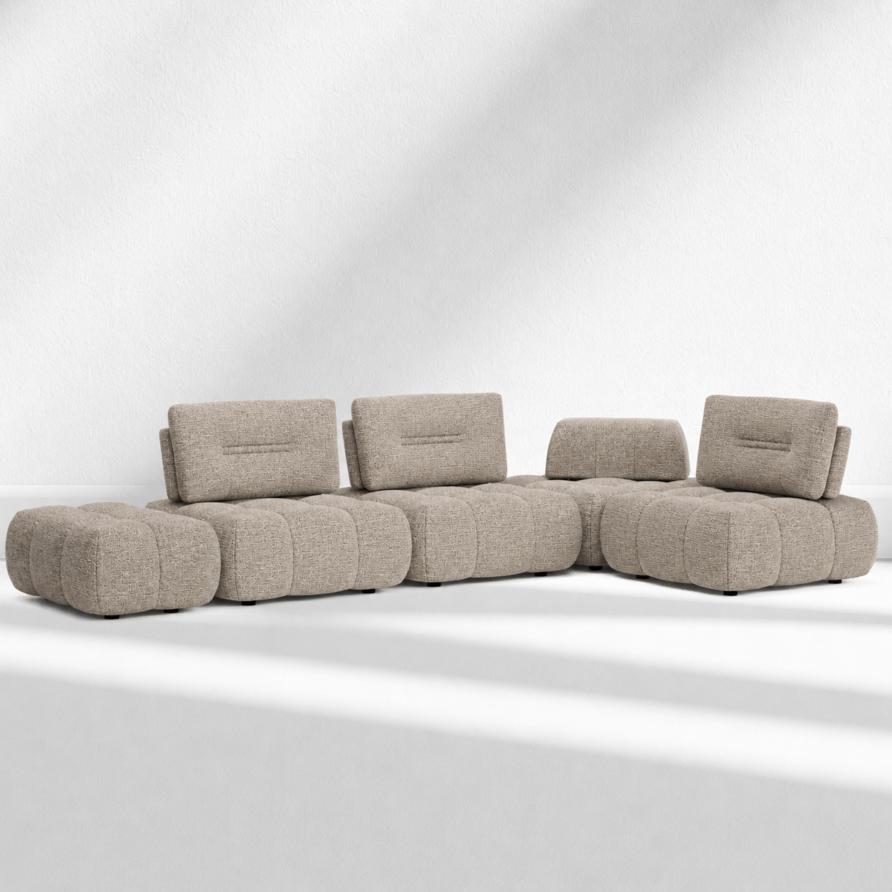 Merida L-Shaped Modular Sofa with Pouf