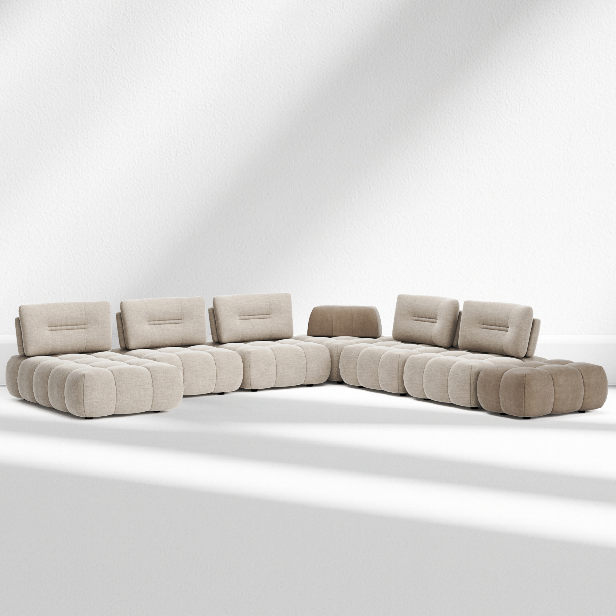 Merida Large U-Shaped Modular Sofa with Pouf