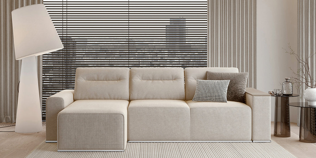Santy L-shape sofa-bed with laminated side