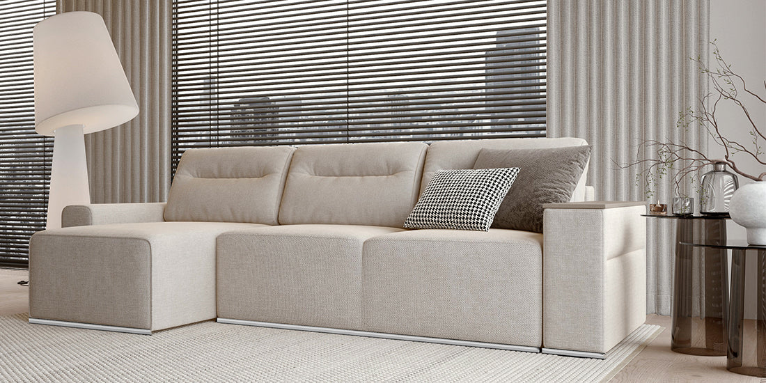 Santy L-shape sofa-bed with laminated side