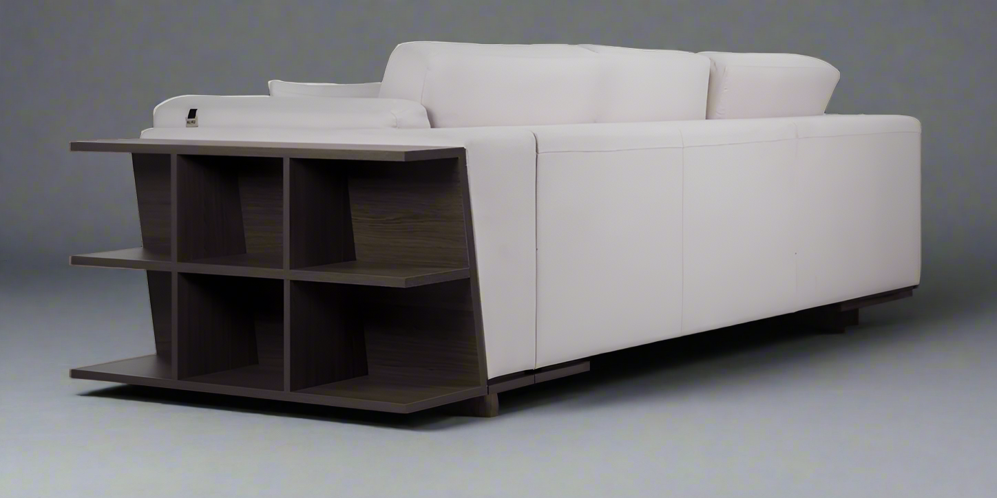 Softy sectional sofa-bed with shelves