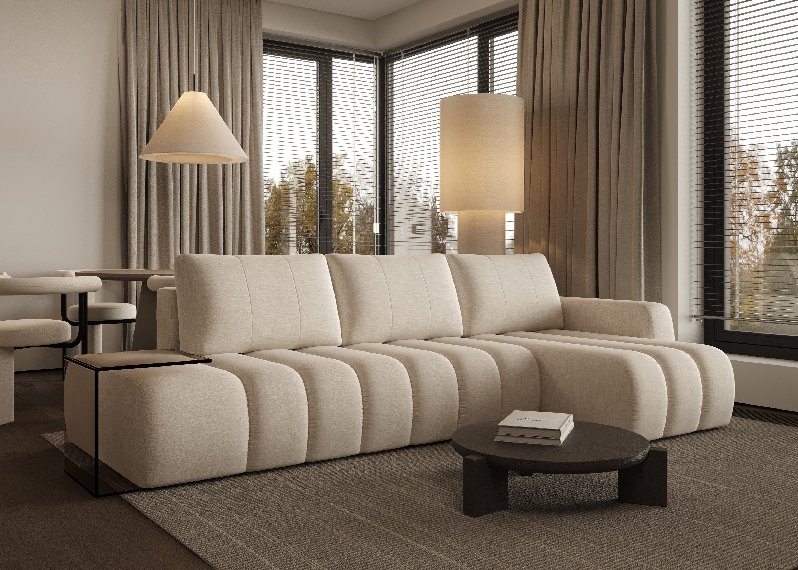 Bumpy L-Shape Corner Sofa – Upholstered Sectional