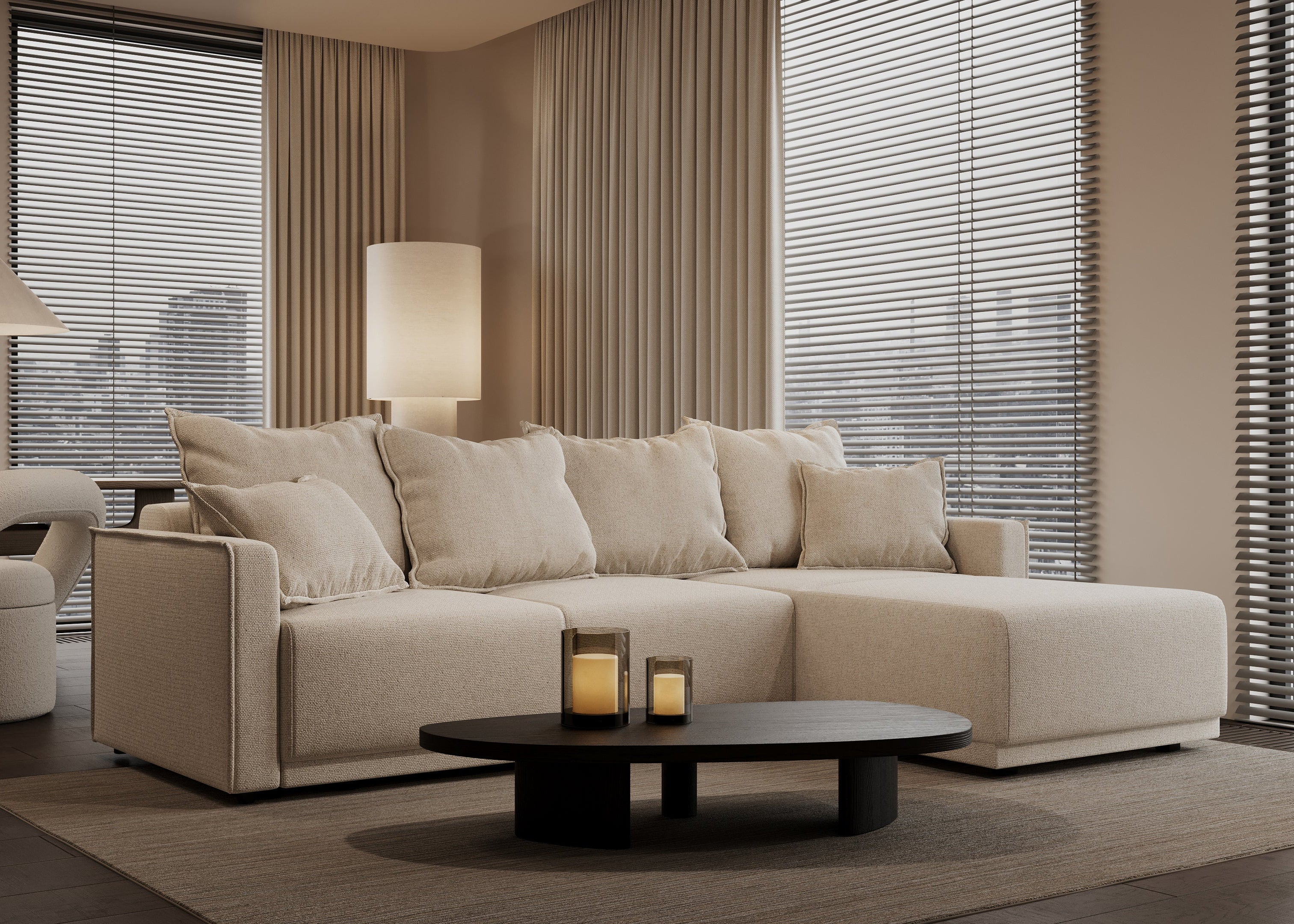 Jersey Soft L-shape sofa-bed