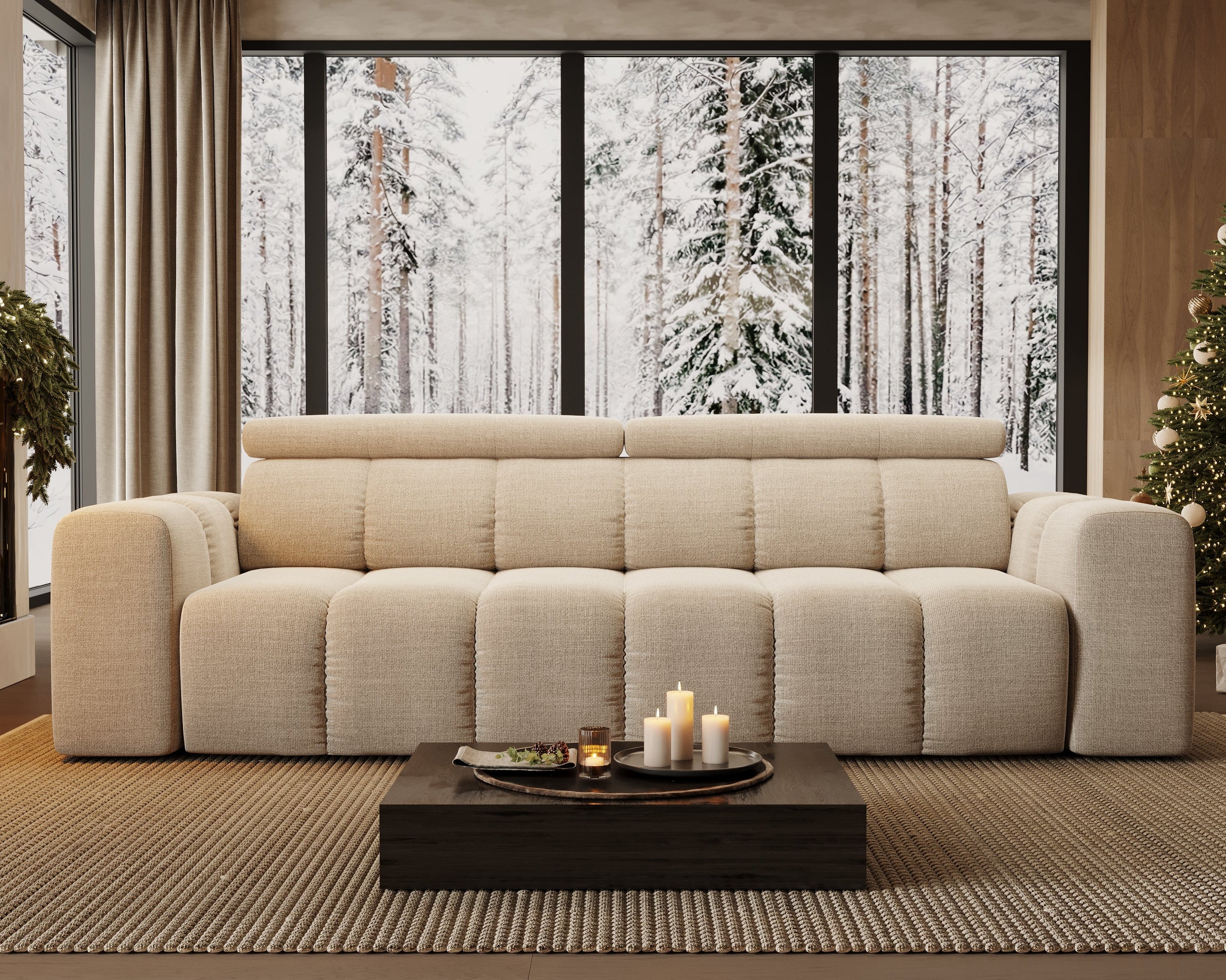 Party 3-Seater Modular Sofa with Adjustable Headrests