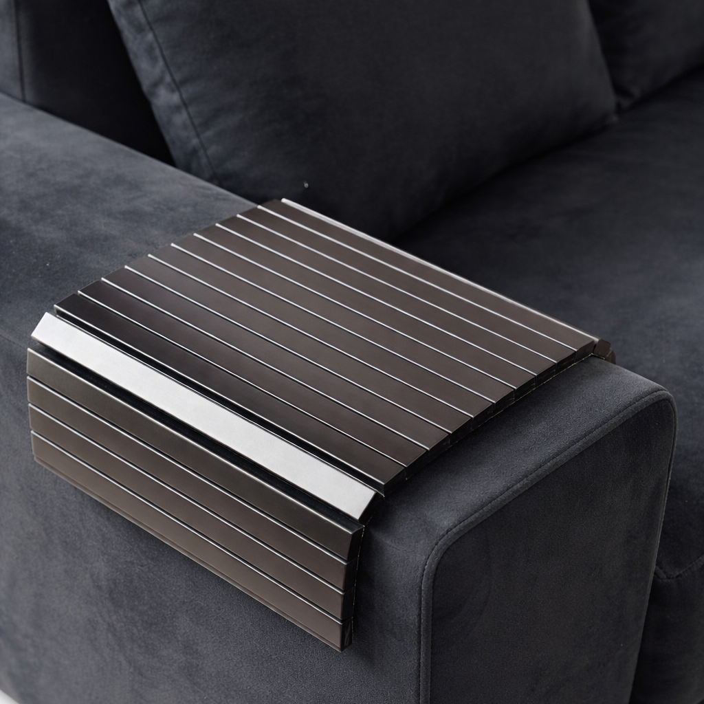 Black Wood Sofa Armrest Tray – Flexible Couch Table