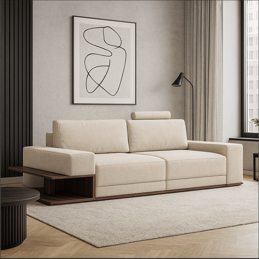 BL 102 3 seater sofa-bed with shelf