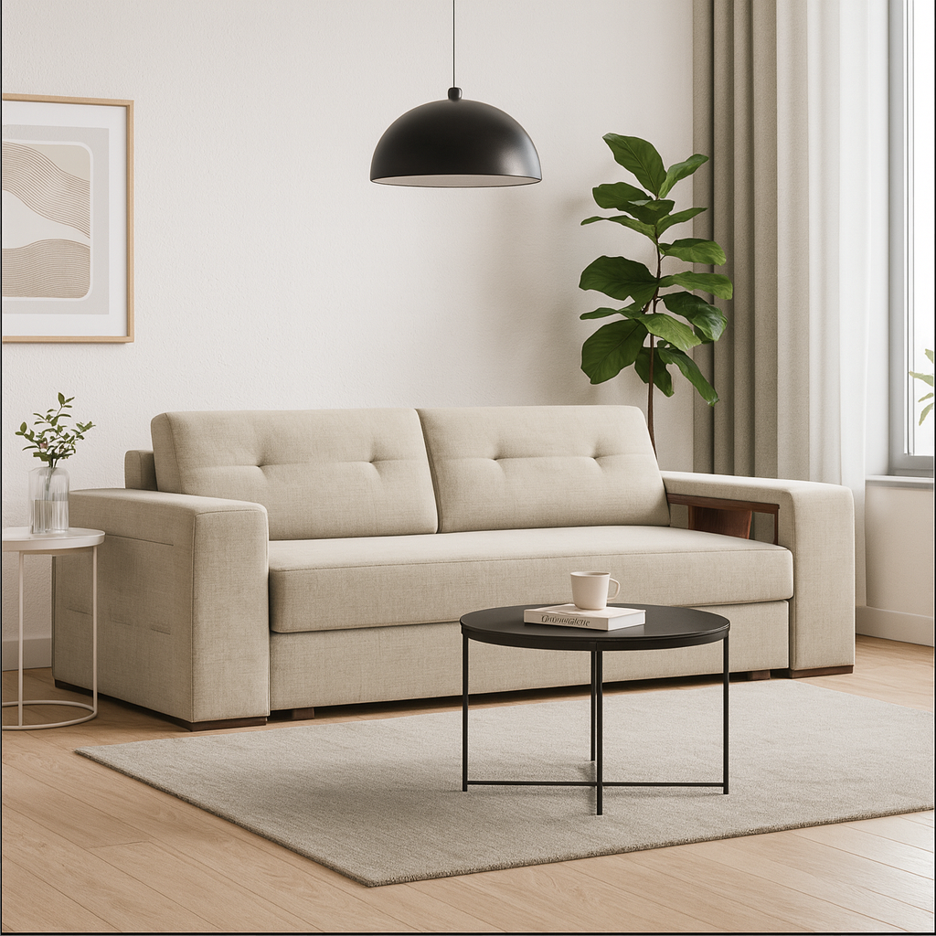 Barry M 3 seater sofa-bed with shelf