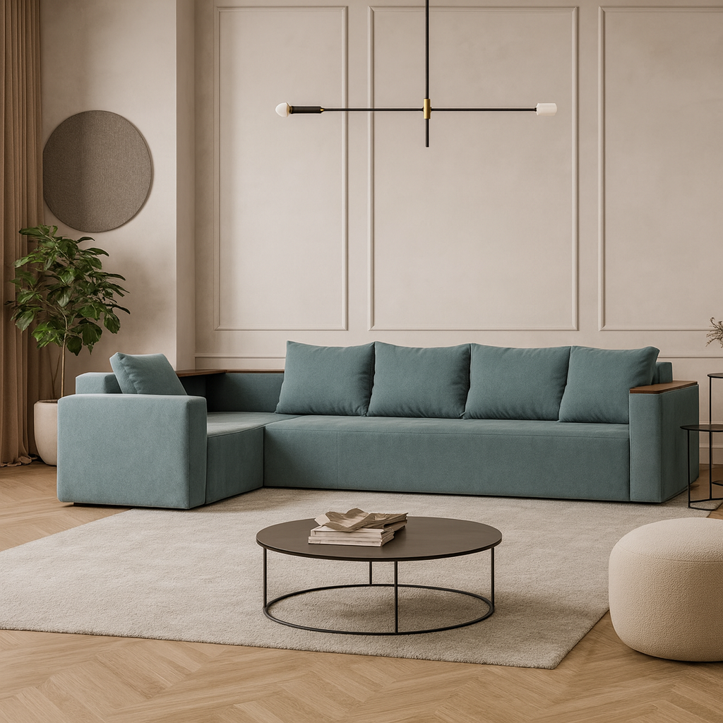 Theodor sectional sofa with shelf