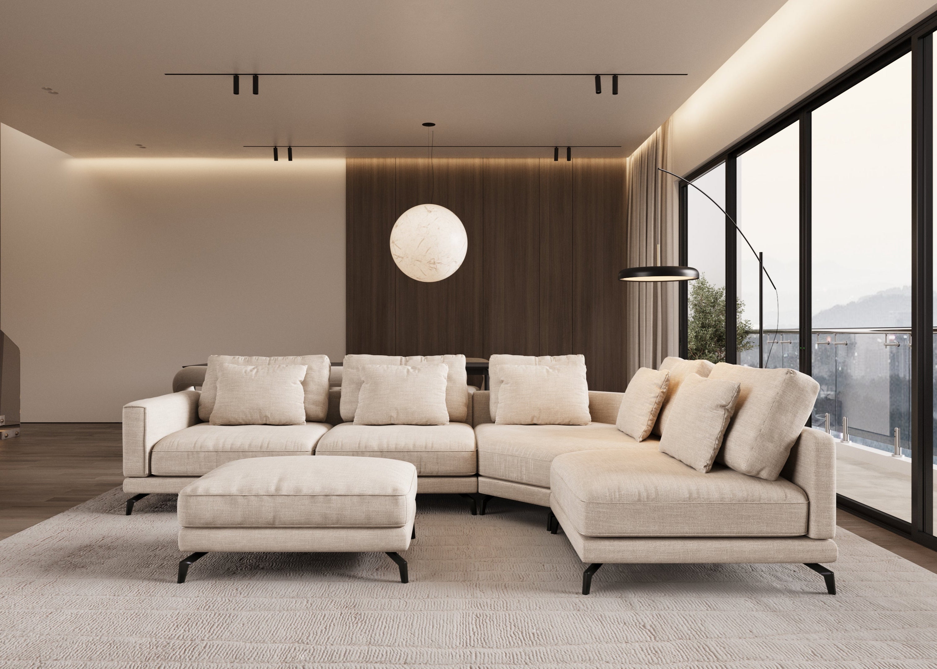 Leon sectional sofa with pouf