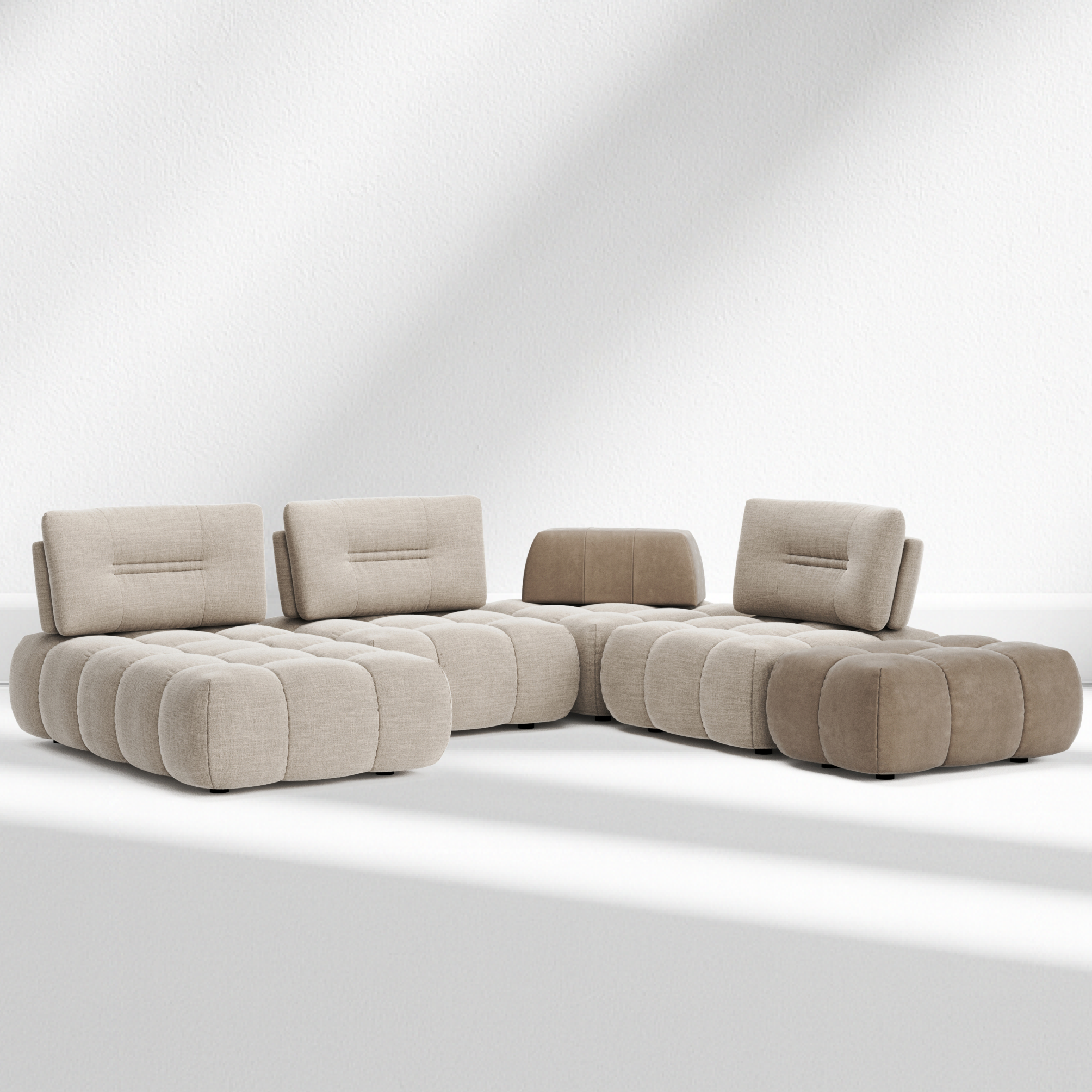 Merida U-Shaped Modular Sofa with Pouf