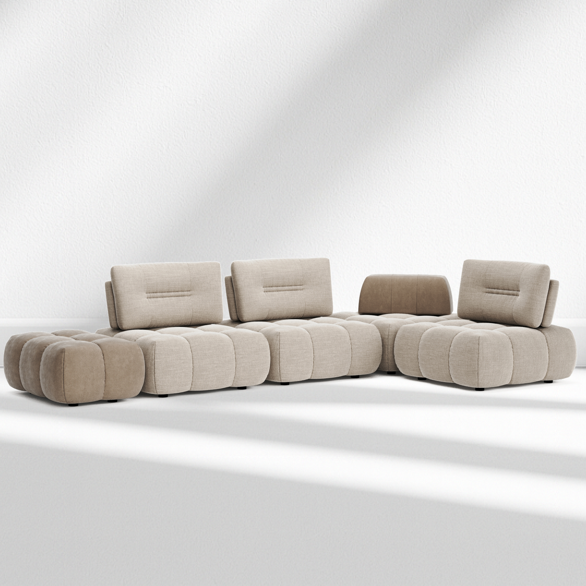 Merida L-Shaped Modular Sofa with Pouf
