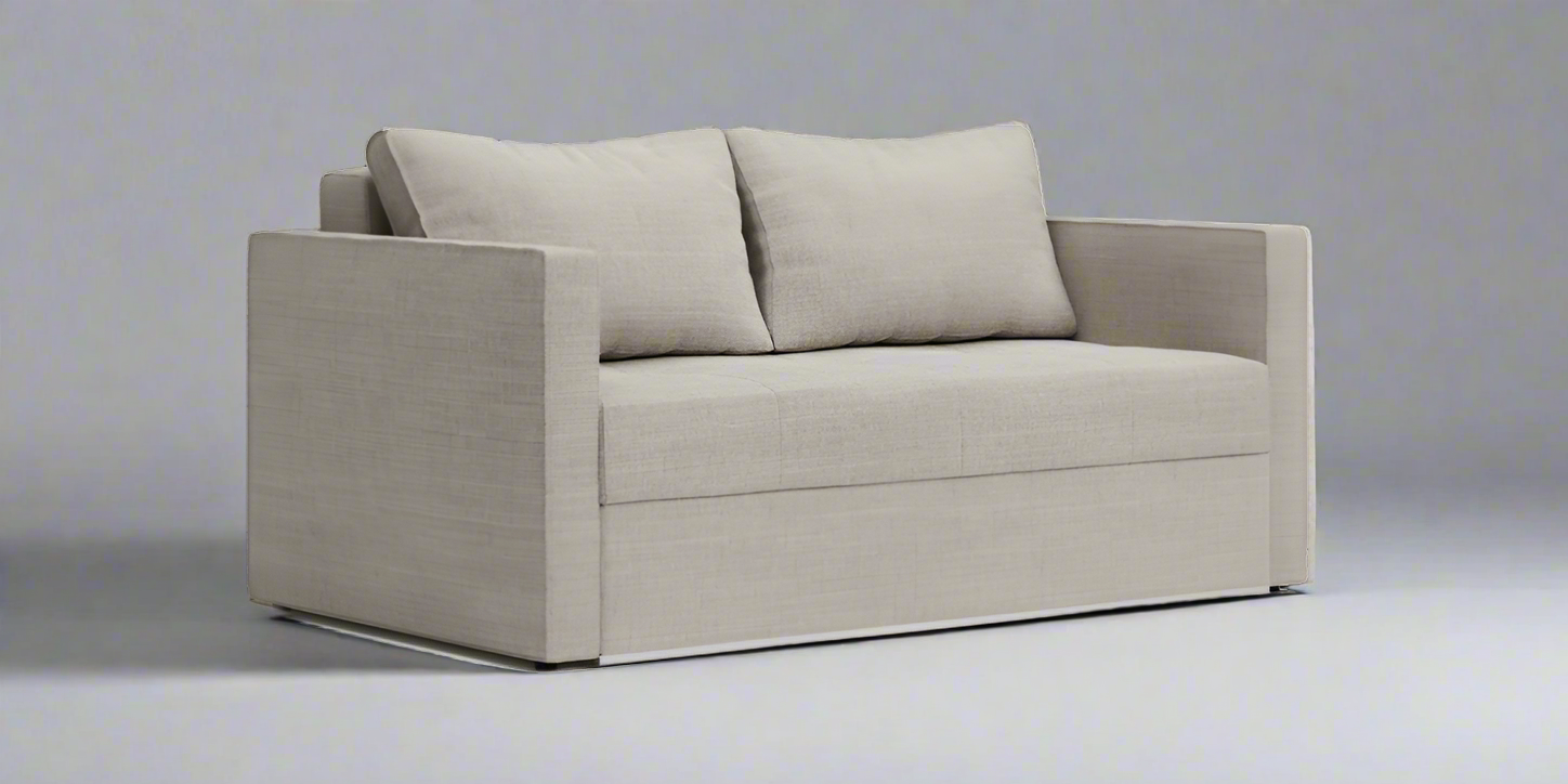 Beige sofa bed on a white background